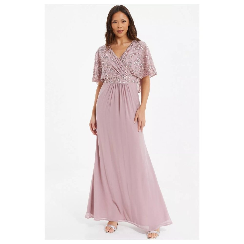 Quiz Sequin Cape Sleeve Dress